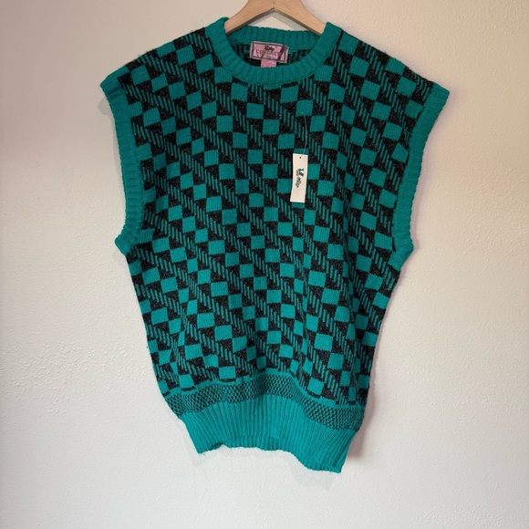 Vintage Concrete Mix Men’s Sweater Vest – Teal/Black – Size XL – NWT - Picture 1 of 4